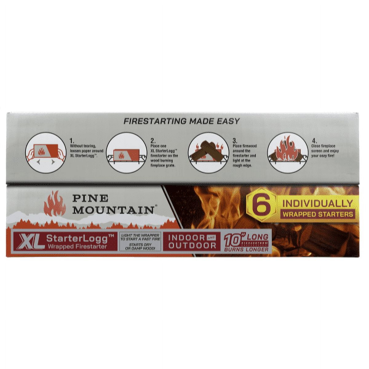 Pine Mountain StarterLogg XL, Extra Large Fire Starter for General Fireplace or Extreme Outdoor Use, Wet Wood Fire Starter, Contains 6 Fire Starters per Box