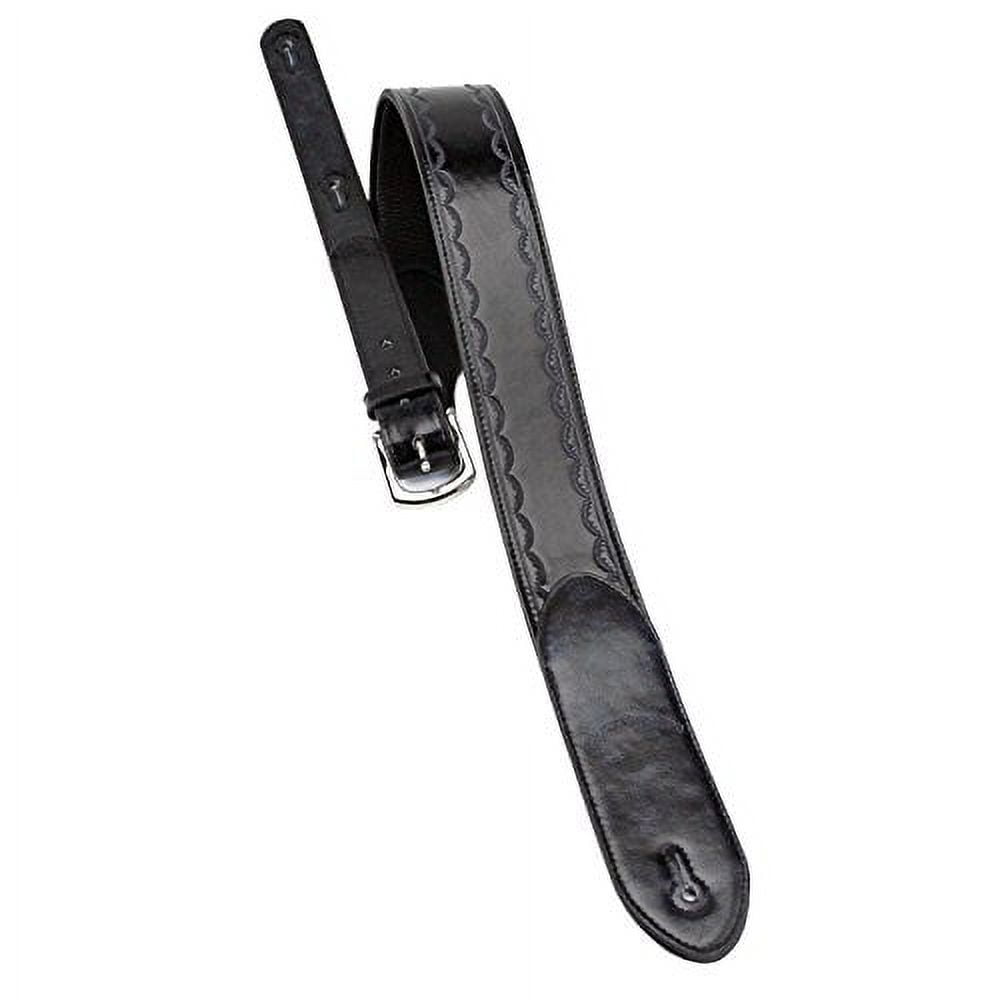 Walker & Williams GB-111 Black Tooled Edge Padded Strap with Buckle Adjustment