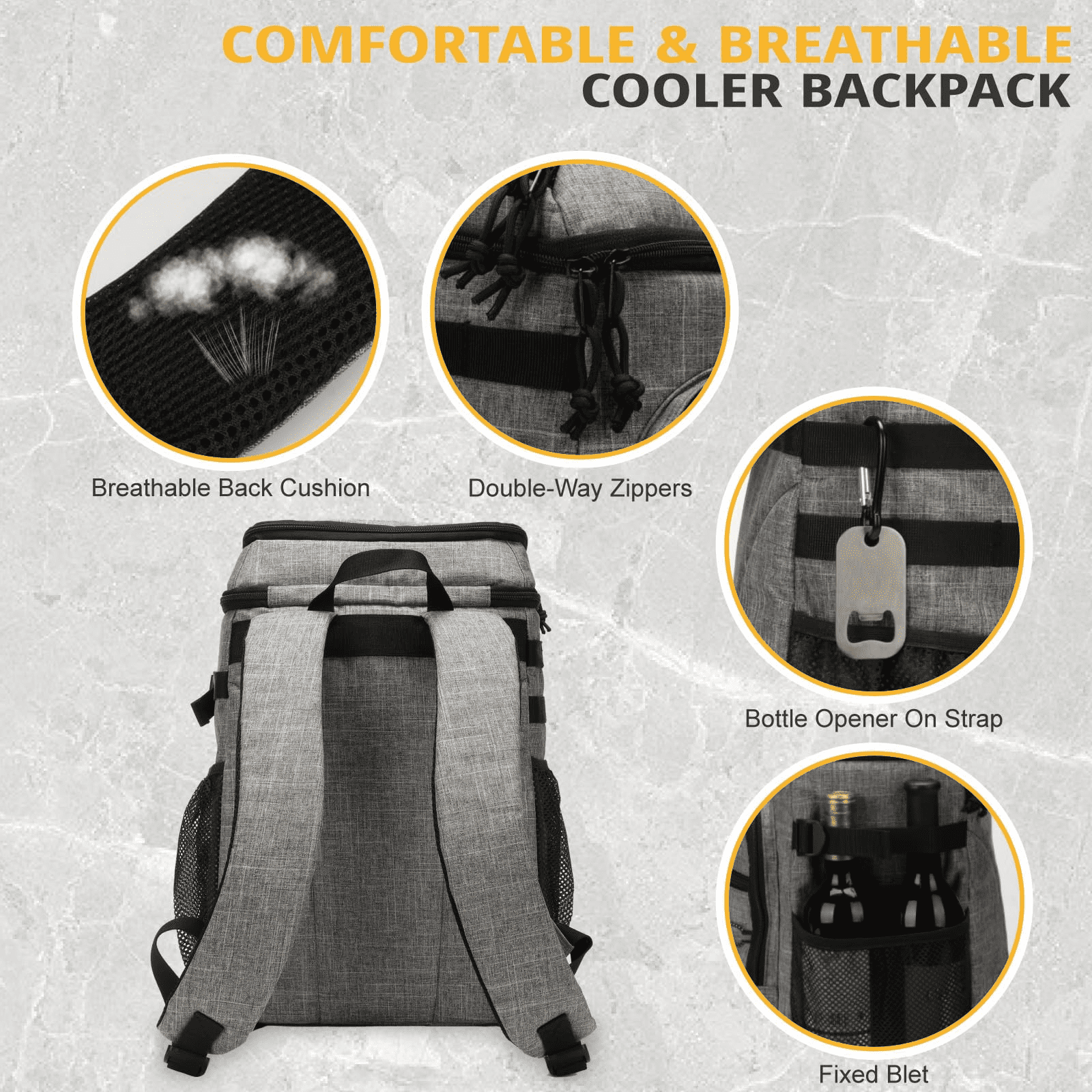 TRIPGEAR 25L Large Lunch Cooler Backpack Insulated Leak-Proof, Waterproof Ice Chest Backpack