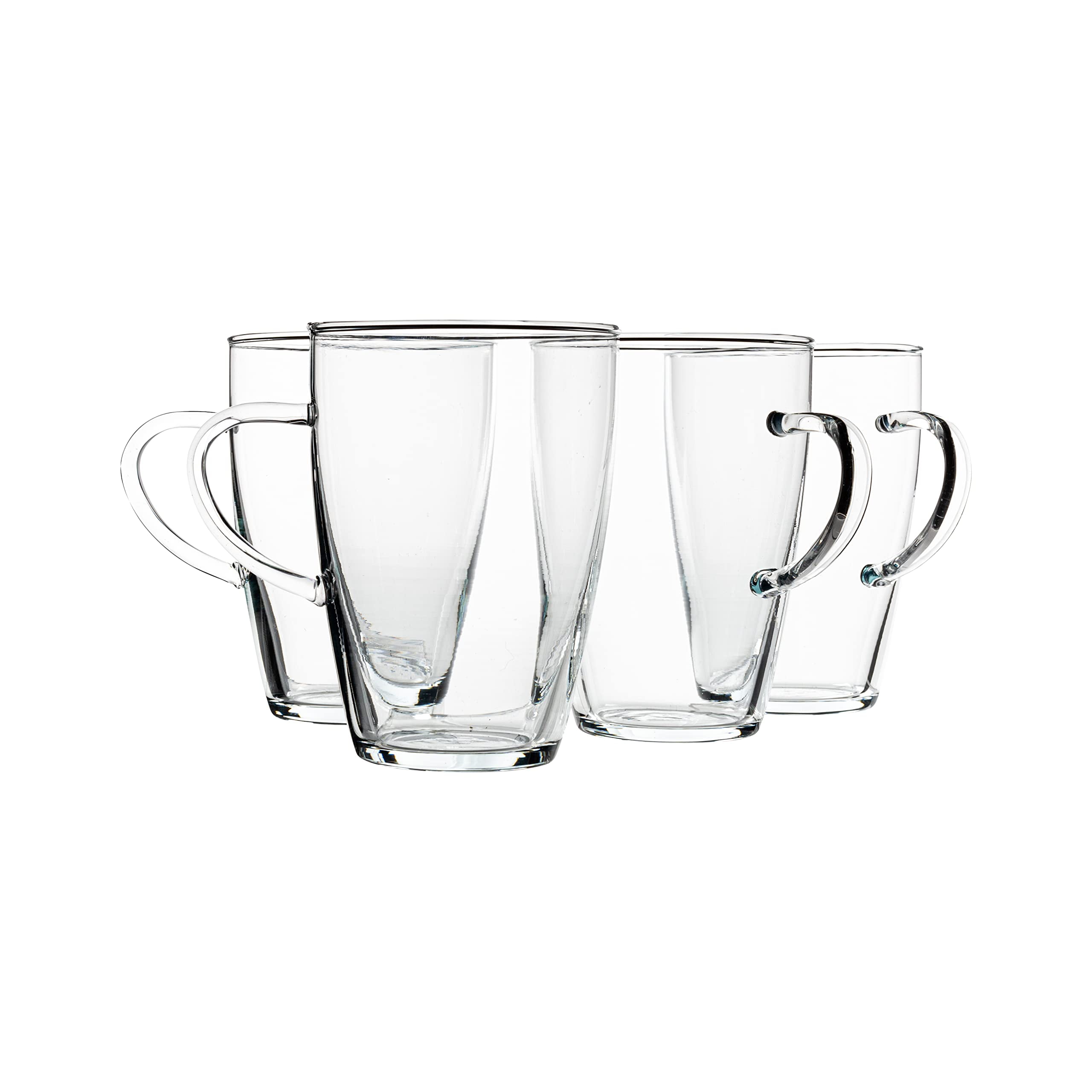 DESTALYA Coffee Mugs with Handles and Saucers Set, Clear Glass 13.52 Oz  Handled