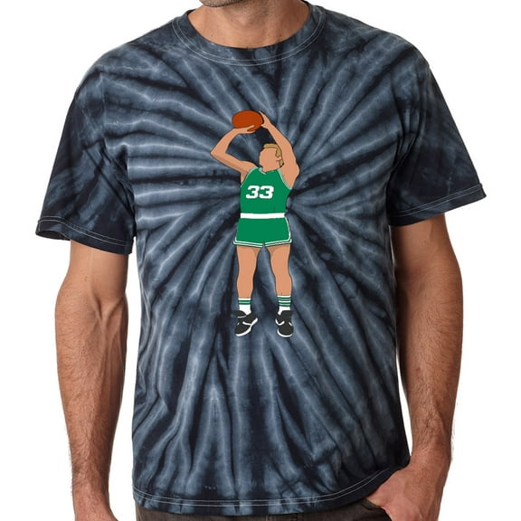TIE-DYE BLACK Celtics Larry Bird Larry Legend Pic T-shirt ADULT