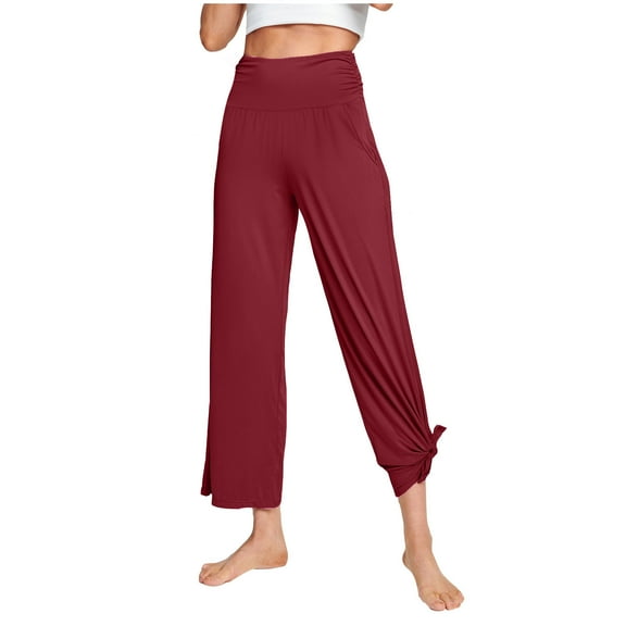 Lmnyox Women's High Waist Yoga Pants Lightweight Wide Leg Athletic Trousers with Pocket Loose Casual Workout Pants