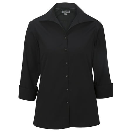 Poplin 3/4 Sleeve Shirt - Women's Open Neck 3/4 Sleeve Poplin Shirt 5040