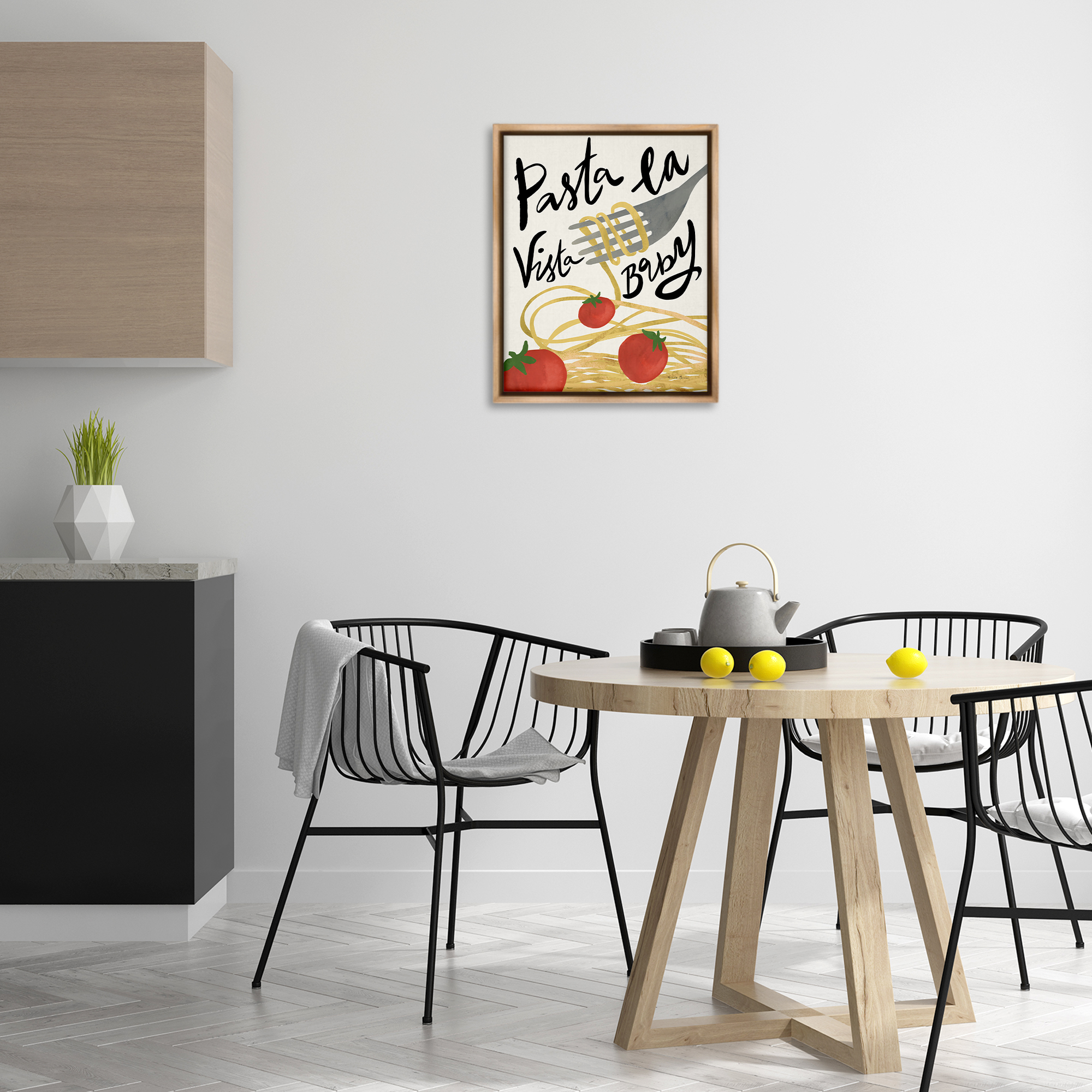 Stupell Industries Pasta La Vista Food & Beverage Painting Brown Floater Framed Art Print Wall Art, 17 x 21