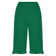 thumbnail image 4 of Audhol Linen Shorts for Women! Womens Casual Loose Elastic Waist Cotton Trouser Cropped Wide Leg Pants High Waisted Linen Shorts Women Green L, 4 of 5