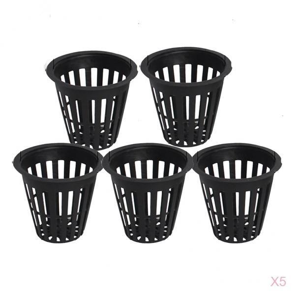 Paquete de 25 vasos ranurada redonda Zulema para jardín 5 cm hidroponía Negro