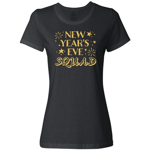 Inktastic New Year's Eve Squad with Stars in Gold Women's T-Shirt
