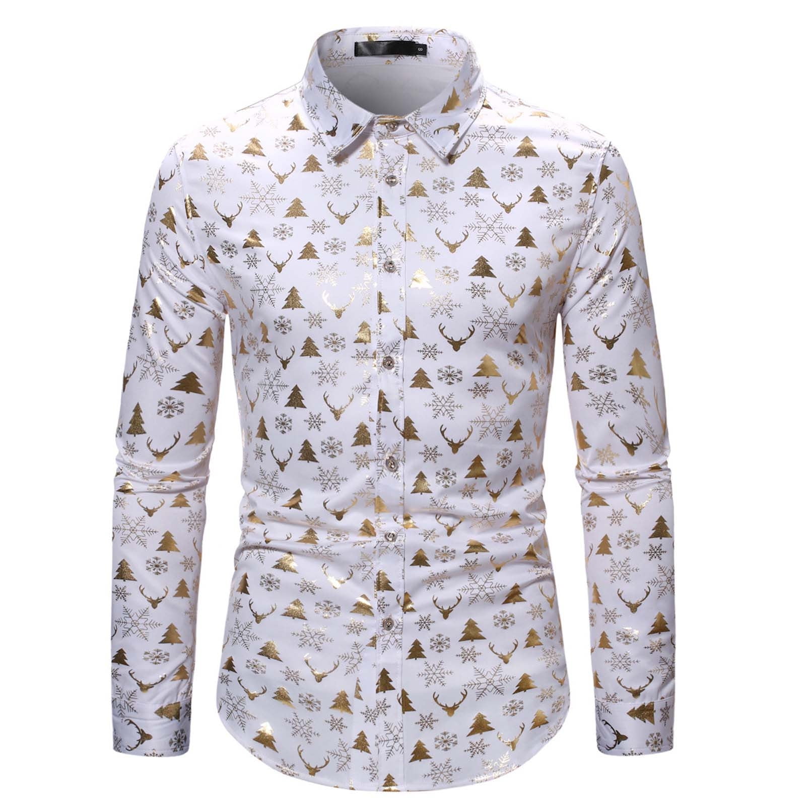 Xzngl Long Sleeve Shirt Men New Fashion Casual Vintage Mens Shirt Snowman Christmas Print Long Sleeve Shirt Top Men Long Sleeve Shirt Men Shirts Long