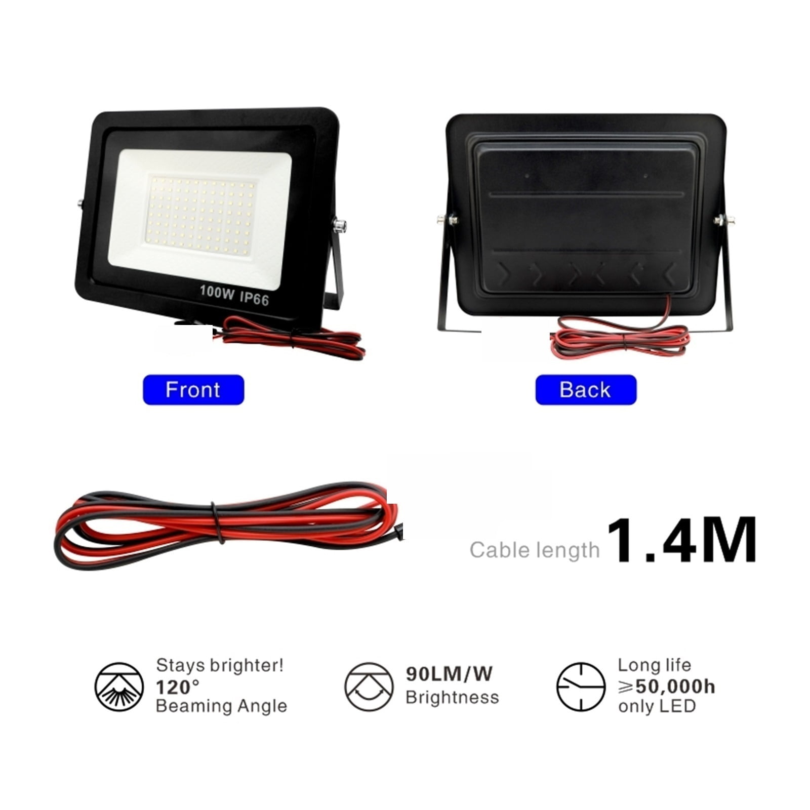 DC12V Led Flood Light 20W 30W 50W 100W Outdoor Floodlight Spotlight IP66 Waterproof Light Reflector Portable 12 Volt Led Lights ,Multifunctional Lighting