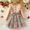 thumbnail image 2 of Krdevn Girls Long Sleeve Dress, Floral Print Ruffled Sleeve Party Dress for Holiday,2-3 Years, 2 of 9