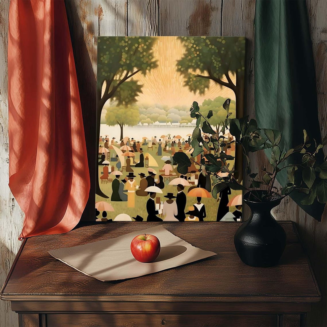 Juneteenth Celebration Canvas Art: African American Family Gathering in Sunny Park - Premium UV Ink Fade-Resistant, Ready-to-Hang - Living Room/Classroom Tribute to Black Heritage & Freedom