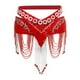 thumbnail image 2 of Falda de cadera para danza del vientre Hugo Seda real con borla cristal cintura cadena rojo, 2 of 10