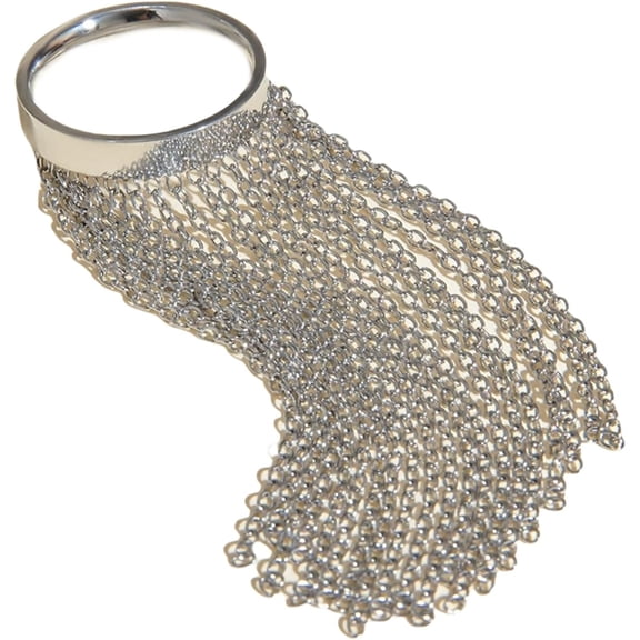 Zephyriana Adjustable Size Rings Delicate Gold and Silver Color Chain Fringe Rings Stainless Steel Jewelry for Fashionable Women