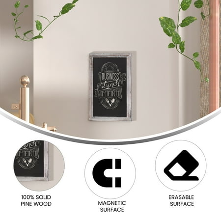 Alamont Home - Canterbury 11"W x 0.75"D x 17"H Magnetic Wall Mounted Chalkboard - White Washed