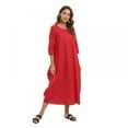 thumbnail image 3 of Women's Maxi Dresses Solid Kaftan Loose Cotton Long Dress, 3 of 6