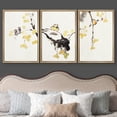 thumbnail image 3 of wall26-3 Panel Framed Canvas Wall Art - Chinese Ink Painting Style Birds on Tree Branch with Small Yellow Fruits - Giclee Print Gallery Wrap Modern Home Art Ready to Hang - 16"x24"x3 Natura, 3 of 5