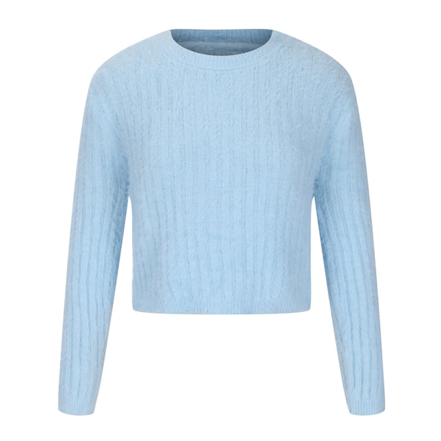 IROINID Pull à Col Rond pour Femmes Couleur Unie Décontracté Manches Courtes Automne et Hiver