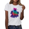 thumbnail image 2 of VKOYWKM Women's Short Sleeve Fall Tees Halloween Ghost Graphic Tees Crew Neck Loose Fit T-Shirts Holiday Party Tops, 2 of 6