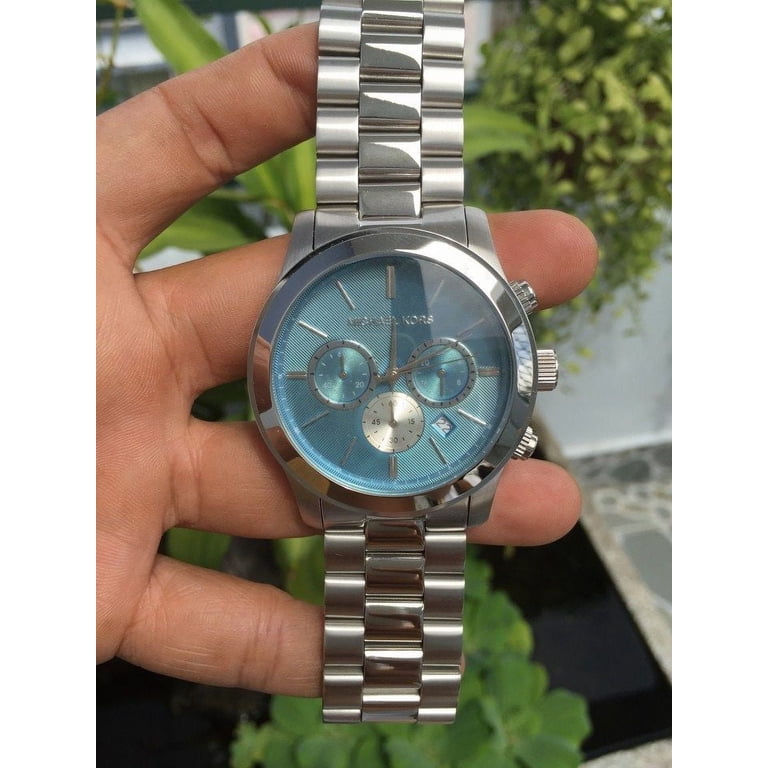 Limited-Edition Runway Blue-Tone Watch in SANTORINI BLUE  Michael Kors teal patent alligator watch EUC display picture 1