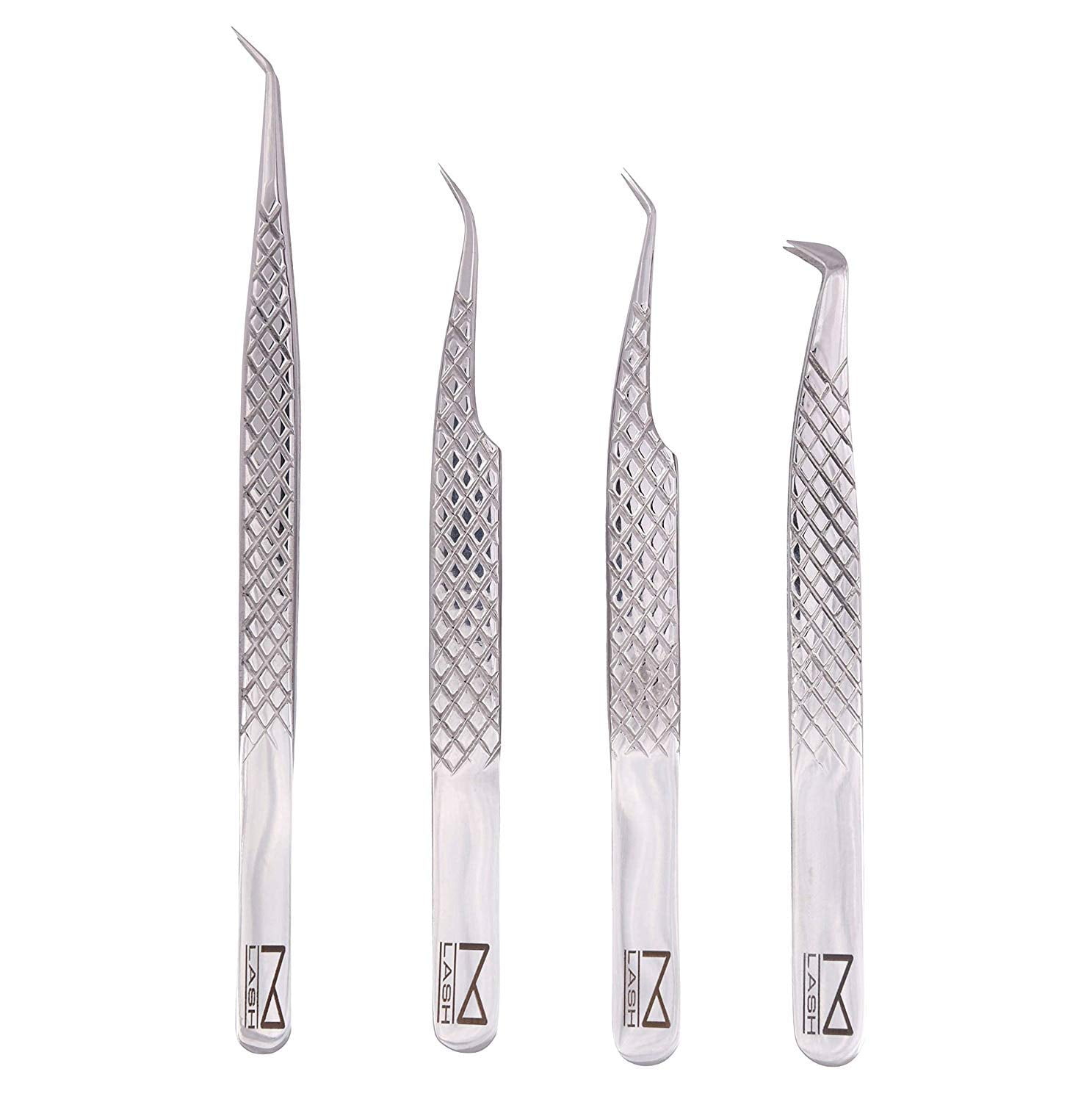 M LASH Set Of 4 Diamond Grip Eyelash Extensions Tweezers Japanese