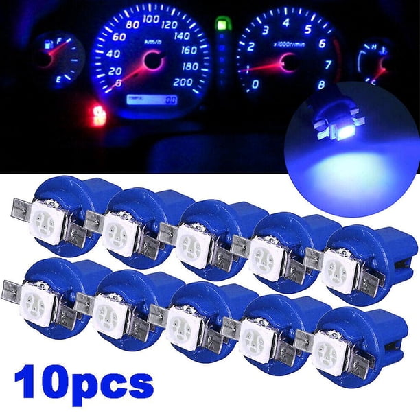 10pcs T5 B8.5d 5050 Smd Blue Car Led Dashboard Instrument Lights Bulbs Accessory