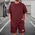 thumbnail image 5 of CIENVNSTG Men Short Sets Outfits 2 Piece Tracksuit Short Sleeve T-Shirts And Shorts Pants Casual Comfy Jogging Sweatpants Set Red 3XL, 5 of 5