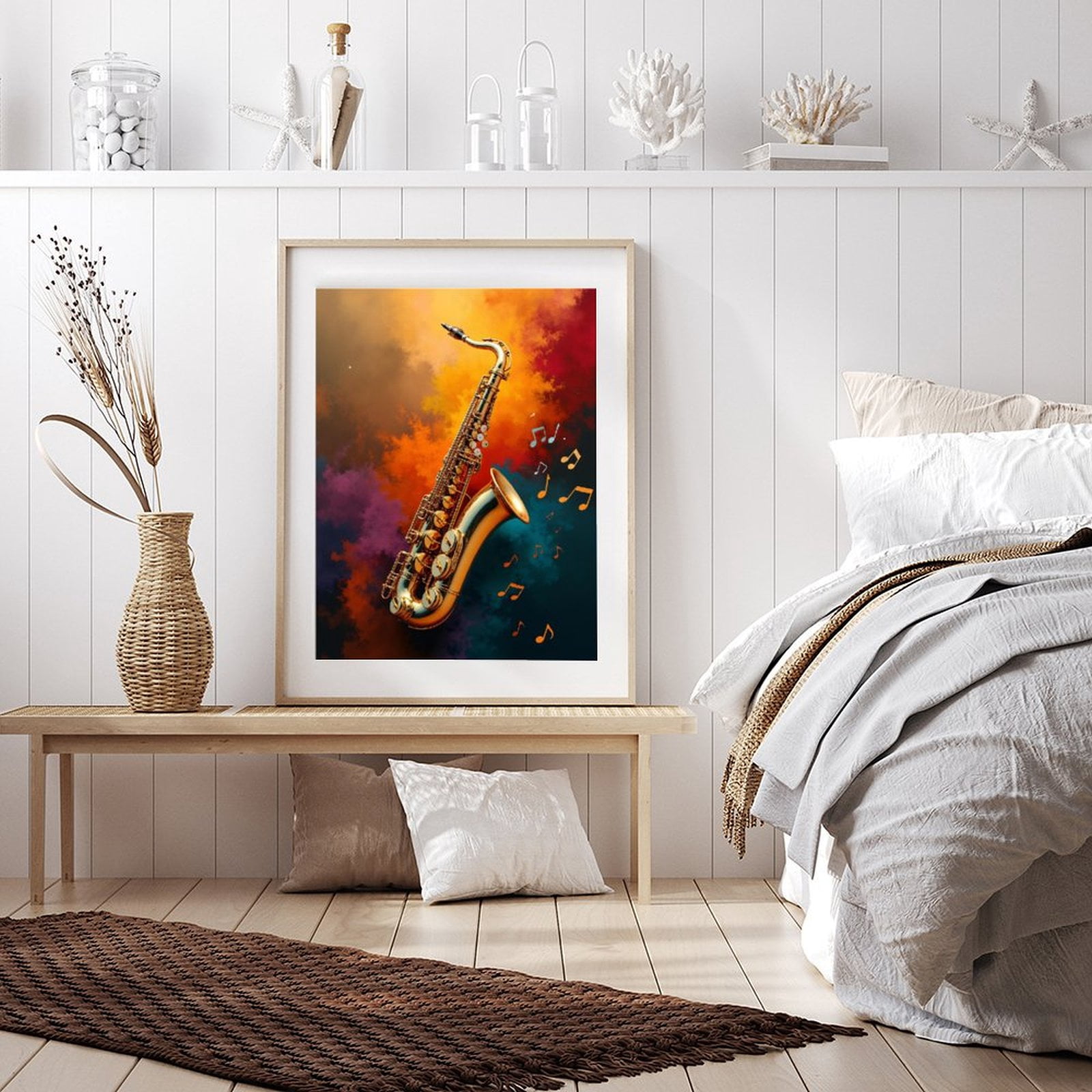 Diamond Art Kit for Adults, Saxophone Colorful Music Notes Art Diamond Painting for Adults Beginners, DIY Diamond Art Painting Kits, 5D Diamond Painting Crafts for Home Decor 12x16 Frameless