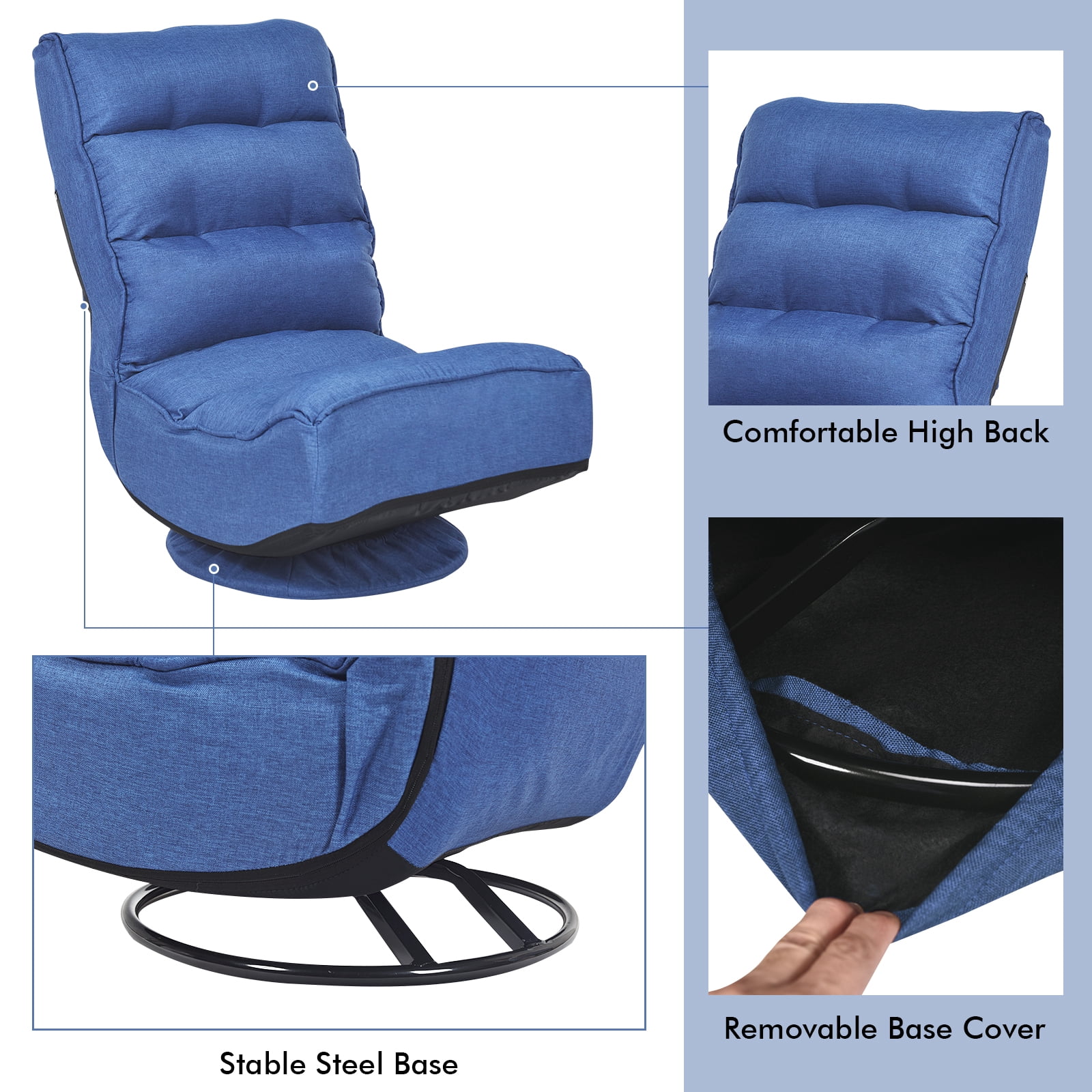 Giantex Rotatable Floor Chair, Foldable Floor Chair, Floor Seat Cushion, Lazy Sofa for Meditation, Yoga, Ideal for Home & Office