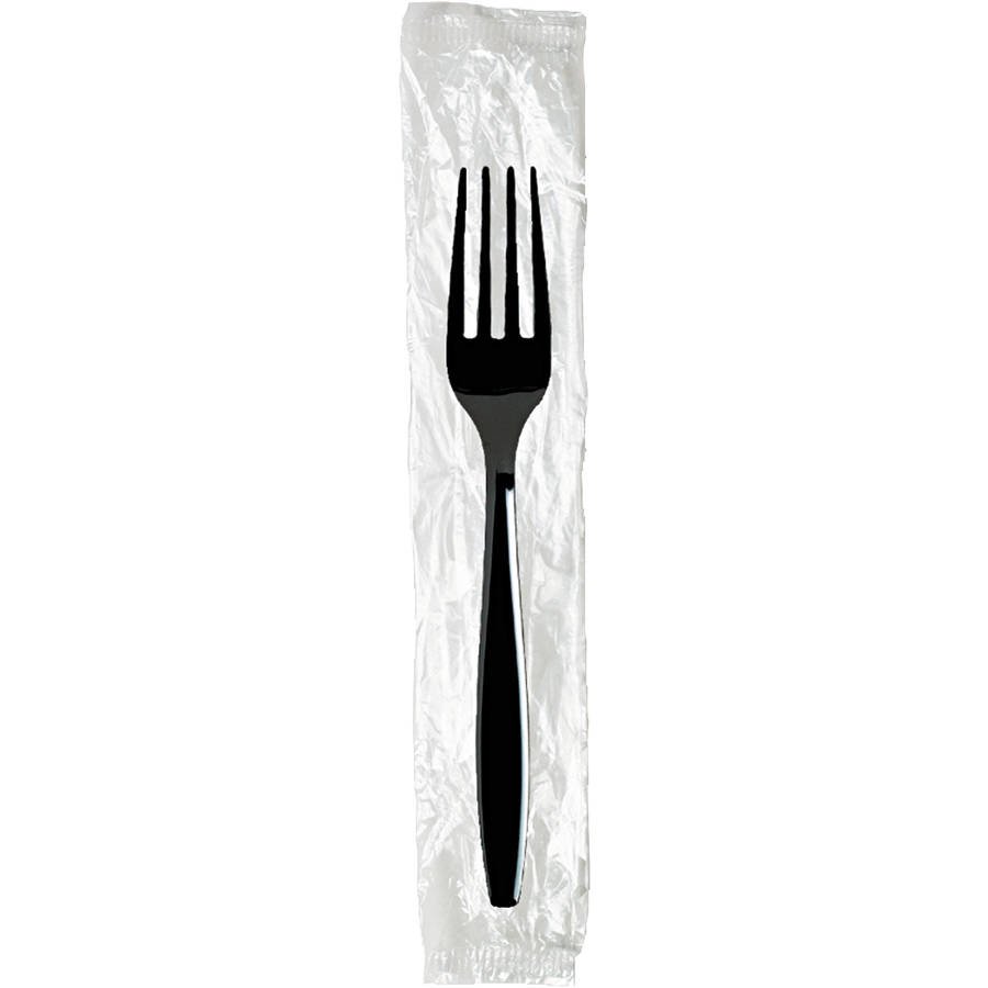 Dixie Individually Wrapped Forks, Plastic, Black, 1,000/Carton