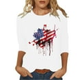 thumbnail image 2 of Dazajoo 2024 USA Flag for Women Plus Size Shirts Independence Day Crew Neck Tunic Tops Womens 4th of July Summer Patriotic Loose T-shirt Flash Deals Today,White,M, 2 of 6