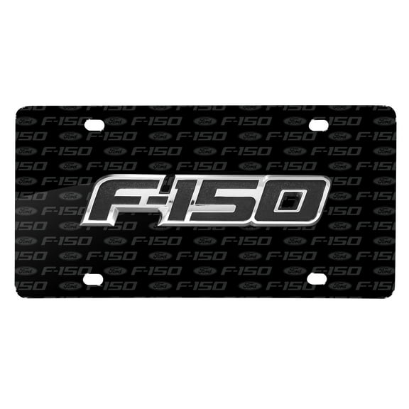 Ford F-150 3D Logo on Logo Pattern Black Aluminum License Plate