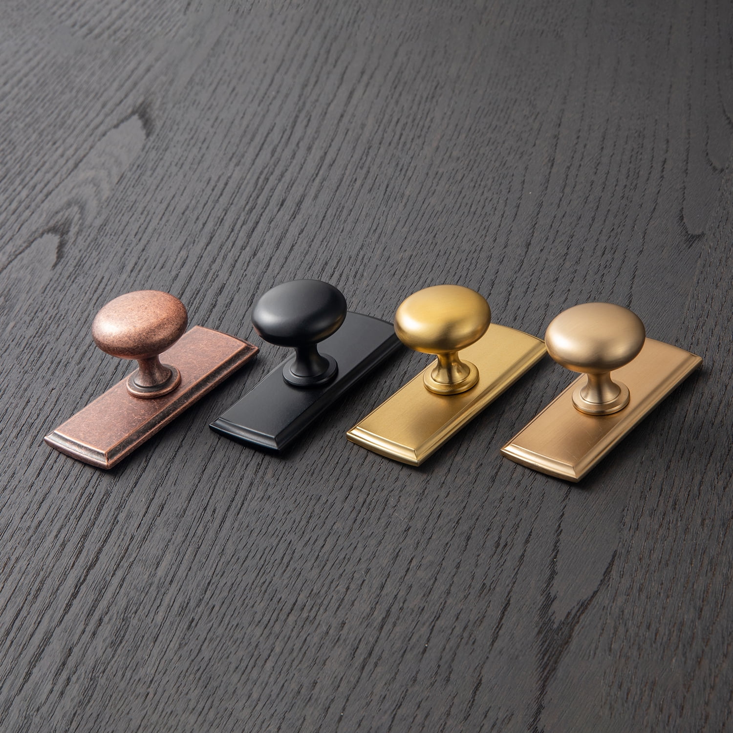 Goo-Ki 12 Pack Matte Black Cabinet Knobs with Backplate for Drawer Cupboard, Single Hole/Screw Drawer Knob Pulls Handle Zinc Alloy Hardware (8611-G011)