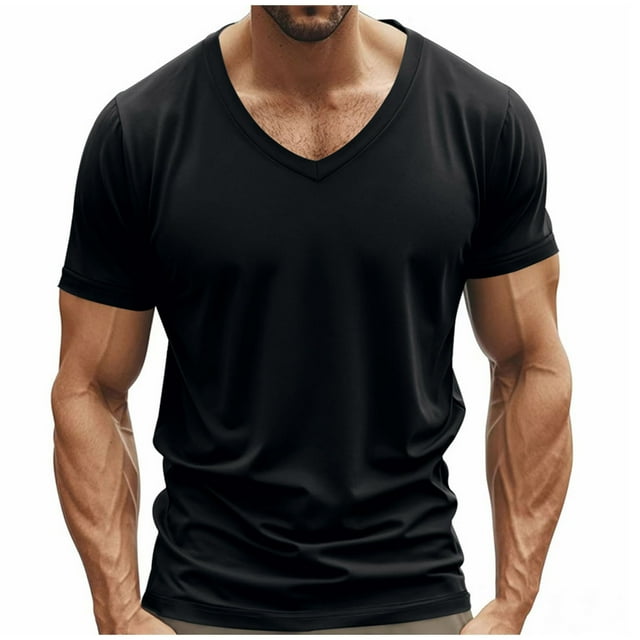 Camiseta de Manga Corta Moda Casual Suelta Ventilar Ejercicio V-Cuello Superior, Poliéster Verano
