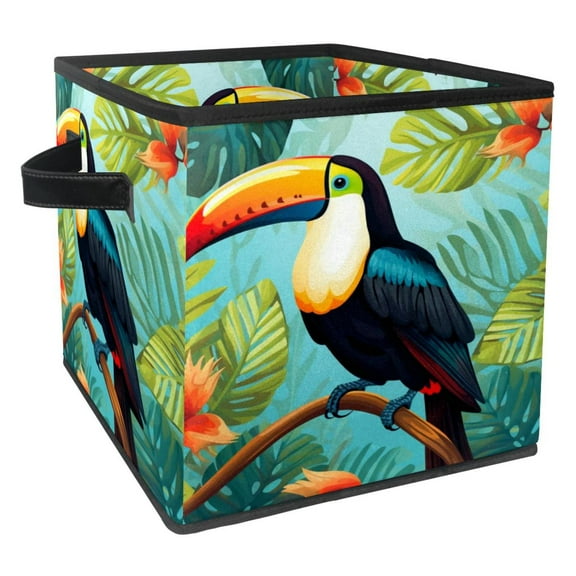Toucan Foldable Storage Cubes with Handle, 10.8"x10.5"x10.6", Large Capacity Storage Containers for Toy Box