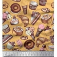 thumbnail image 1 of Soimoi Georgette Viscose Fabric Cupcake,Donut & Cookies Food Print Fabric by The Yard 42 Inch Wide, 1 of 1