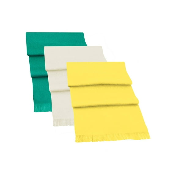 White Green Yellow 3 Pack Solid Wool Winter Scarf Set