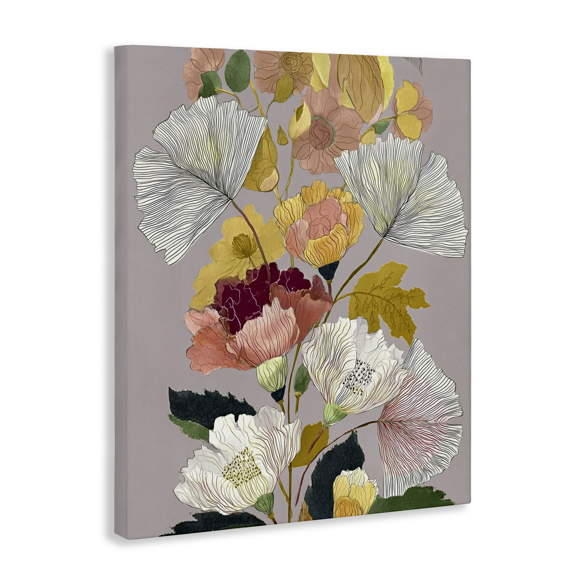 Detailed Foliage Leaves Canvas Wall Art, design by Annabelle Hall