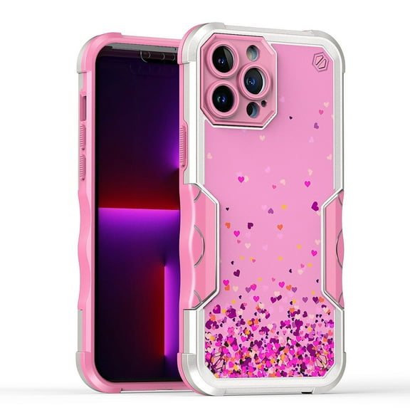 Bemz Heavy Duty Armor Rugged Case for iPhone 14 Plus - Pink Floating Hearts
