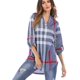 thumbnail image 1 of Mujer Roll-Up 3/4 manga camisa a cuadros túnica cuello en V Casual pulóver blusas Tops Xemadio WMZY-349-11, 1 of 7