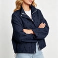thumbnail image 6 of WIZUTIZ Women's Polka Dot Zip Up Jacket Lapel Collar Drawstring Hem Casual Lightweight Coat Spring Fall Outerwear with Pockets, 6 of 7