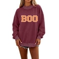 thumbnail image 3 of Trgacdwlo Women Halloween Sweatshirt Boo Polka Dot Patchwork Crew Neck Sweatshirts Women Color Block Fall Winter Pullover Shirt, 3 of 5