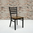 thumbnail image 2 of Flash Furniture 2 Pack HERCULES Series Black Ladder Back Metal Restaurant Chair - Cherry Wood Seat, 2 of 8