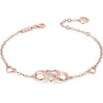 thumbnail image 2 of Leander Women Bracelets 925 Sterling Silver Infinity Heart White Gold Plated Cubic Zirconia Adjustable Bracelet Best Gifts for Women, 2 of 7