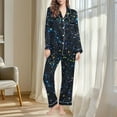 thumbnail image 3 of Pyjamas pour Femmes, Mode Décontractée Imprimée Manches Longues Pantalon Ample Col à Revers Bouton Poche, Ensemble de Pyjama pour Femmes, 3 of 7