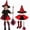 Red, variant on REDARER Girls Halloween Witch Cosplay Accessory Set with Tutu Skirt Pointed Witch Hat Striped Socks and Decorative Broom for Fancy Dress Trick or Treat Party Outfit,4-10 Years
