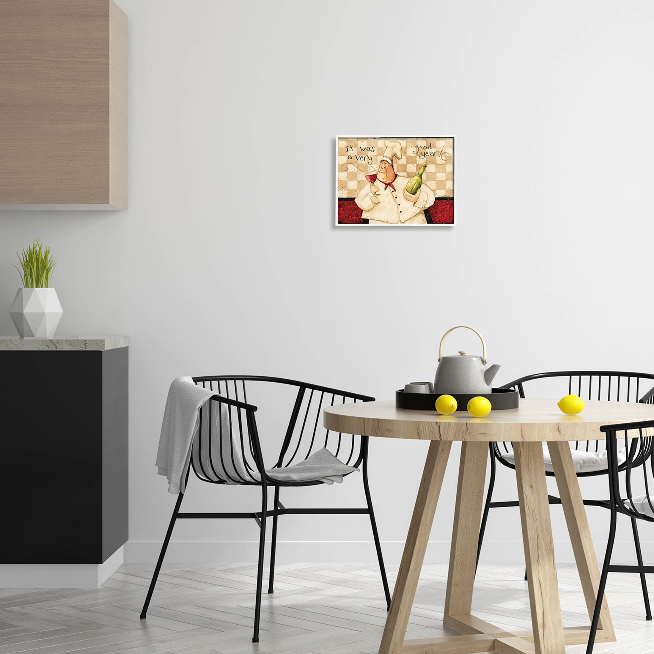 A Very Good Year Chef Wine Phrase Food & Beverage Graphic Art White Framed Art Print Wall Art