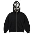thumbnail image 3 of Halloween Scary Face Print Zip Up Hoodie Casual Cosplay Sweatshirt with Hood Lightweight Fleece Pullover Trendy Spooky Streetwear for Men and Women L, 3 of 5