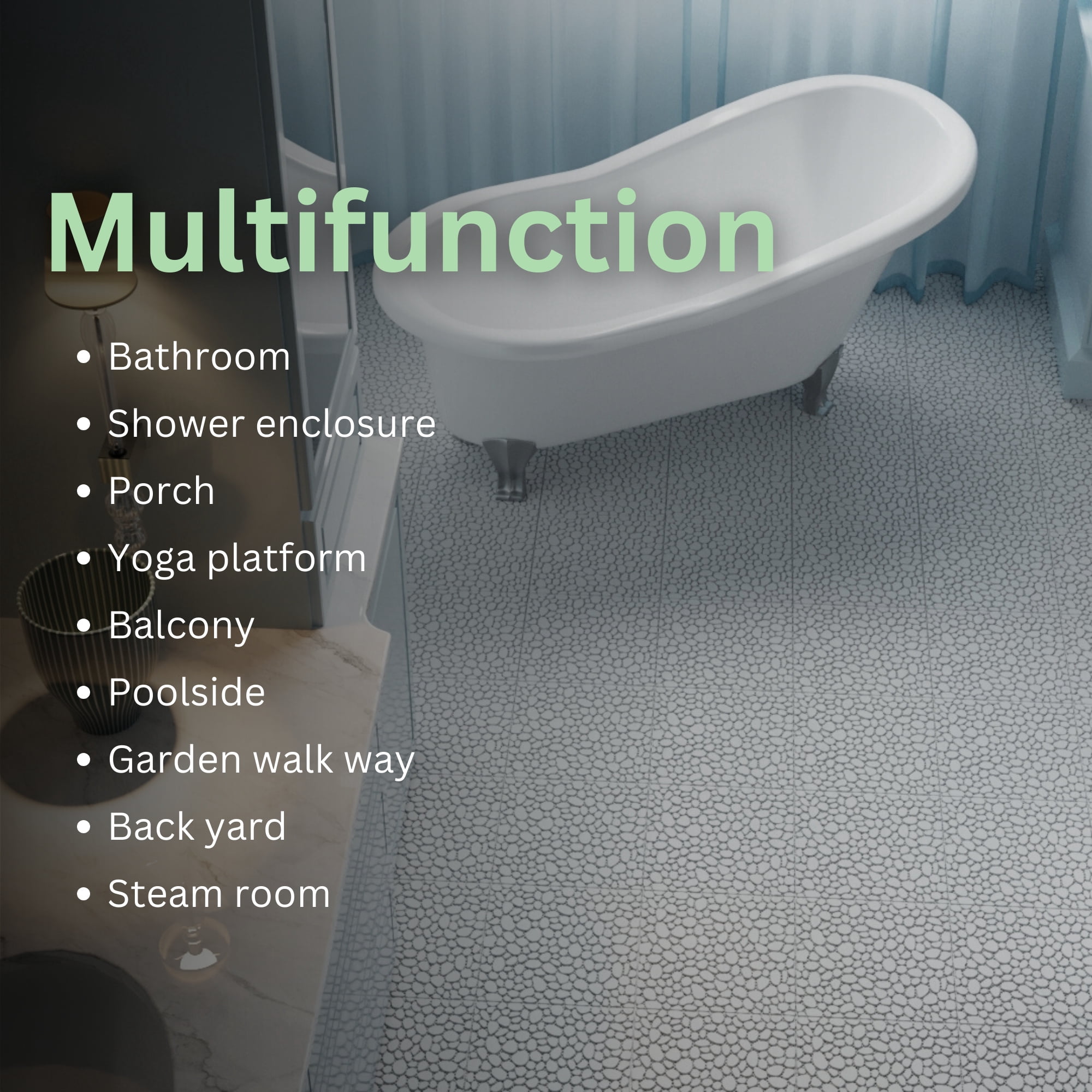 Miniyam 60 Pcs Interlocking Deck Tiles, 12*12 inch, Plastic, Weight Capacity Up to 440 LBS, Light Gray