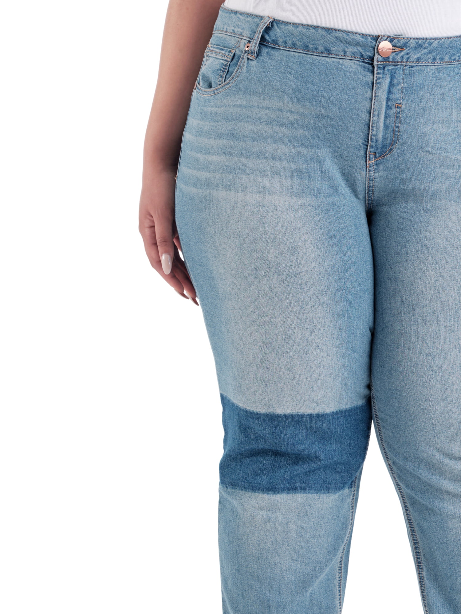 A3 Denim Women's Plus Size Patchwork Boyfriend Jeans