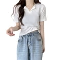 thumbnail image 5 of PADFRYBK Summer T-Shirt For Women Casual V-Neck Pullover Short Sleeve Tops Go Anywhere Solid Color Loose Casual Tunic Blouses, 5 of 6